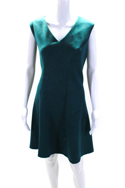 DKNY Womens Velvet Sleeveless V-Neck Knee Length A-Line Dress Teal Blue Size 12