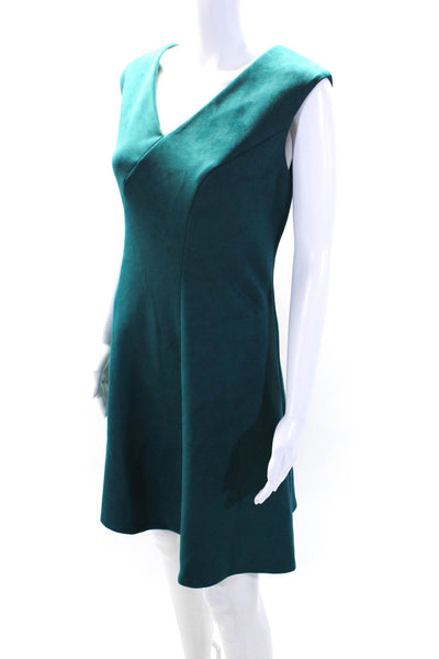 DKNY Womens Velvet Sleeveless V-Neck Knee Length A-Line Dress Teal Blue Size 12