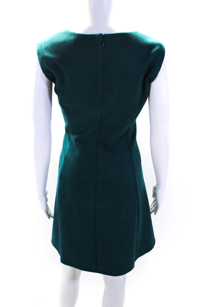 DKNY Womens Velvet Sleeveless V-Neck Knee Length A-Line Dress Teal Blue Size 12