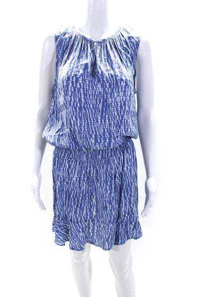 Soft Joie Womens Tie Dye Stretch Waist V-Neck Sleeveless Dress Blue Size M