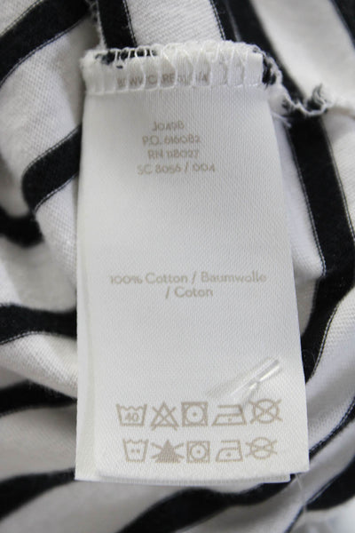 Boden Womens Striped Long Sleeve Tee Shirt White Black Cotton Size 10