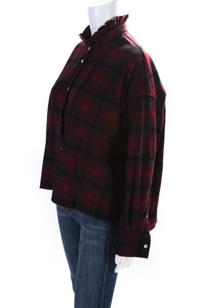 Etoile Isabel Marant Womens Oversized Plaid Rilaria Shirt Red Wool Size FR 34