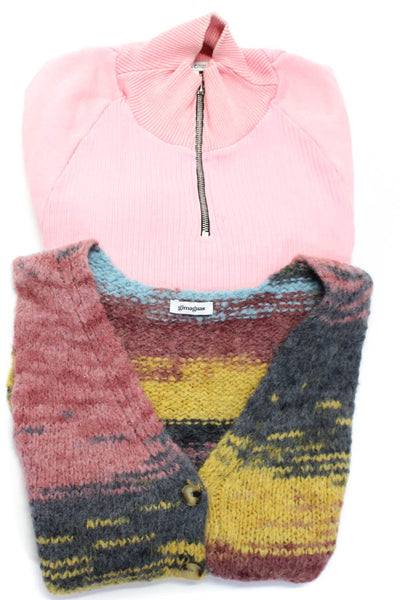 Cotton Citizen Gimaguas Womens Henley Sweater Vest Pink Gray Size Small Lot 2