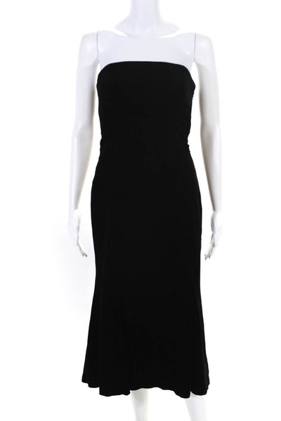 Ralph Lauren Black Label Womens Strapless Velvet Midi Dress Gown Black Size 6