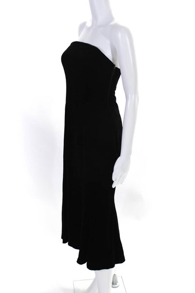 Ralph Lauren Black Label Womens Strapless Velvet Midi Dress Gown Black Size 6