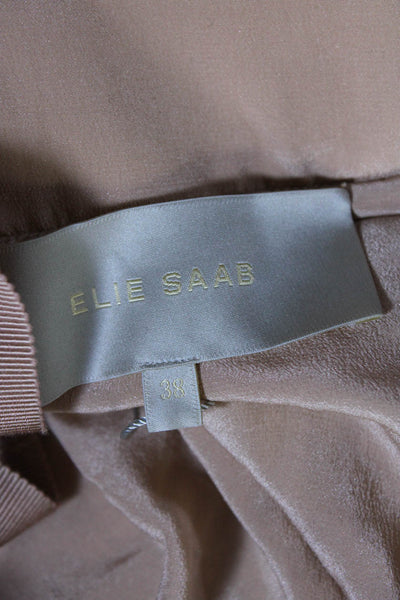 Elie Saab Womens Back Zip Sweetheart Beaded Embellished Midi Dress Gold IT 38