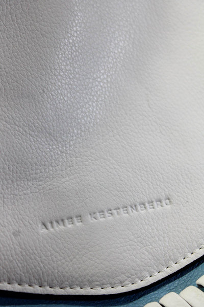 Aimee Kestenberg Womens Leather Flap Crossbody Shoulder Handbag White Black