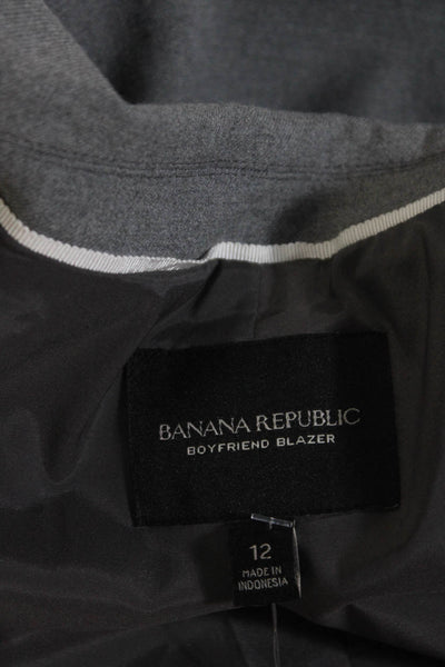 Banana Republic Women's Collared Long Sleeves Double Breast Blazer Gray Size 12