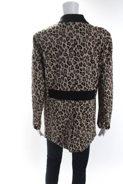 Joan Vass Women's Long Sleeves One Button Animal Print Blazer Size XL