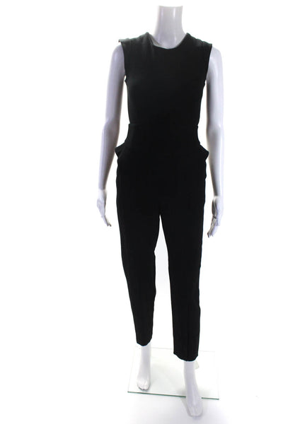 Alexander McQueen Womens Pique Sleeveless Slim Leg Jumpsuit Black Size IT 38