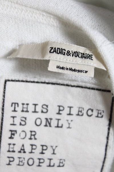 Zadig & Voltaire Mens Long Sleeve Henley Sweater Knit Tee Shirt White Size Large