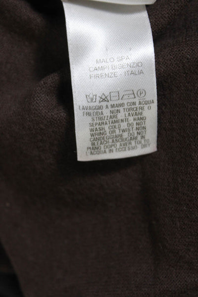 Malo Mens Thin Knit V Neck Pullover Sweater Brown Cotton Cashmere Size IT 50