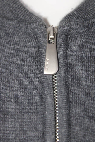 Malo Mens Thin Knit Full Zip Bomber Jacket Gray Cashmere Size IT 54