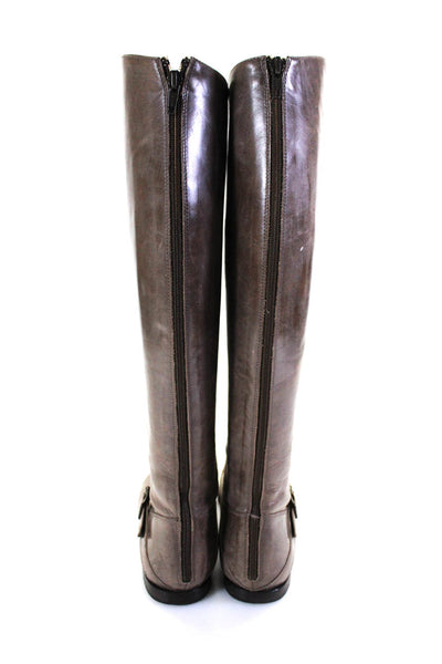 Saks Fifth Avenue Womens Leather Round Toe Knee High Boots Taupe Size 40 10