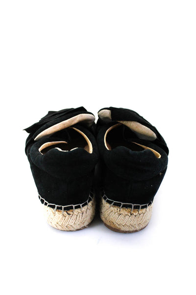 J/Slides Womens Espadrille Ruched Round Toe Platform Slip-On Shoes Black Size 10