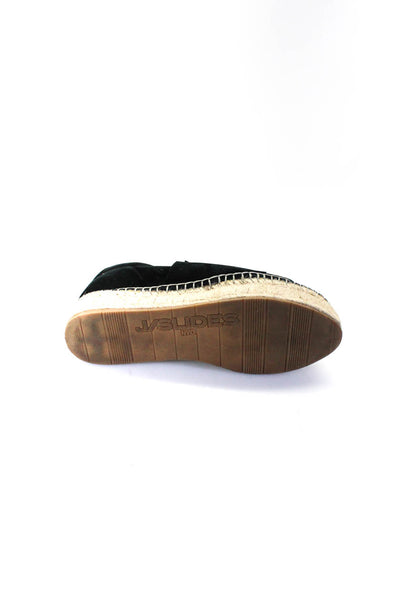 J/Slides Womens Espadrille Ruched Round Toe Platform Slip-On Shoes Black Size 10