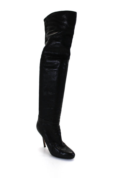 Jimmy Choo Womens Leather Knee-High Stiletto Heels Boots Black Size EUR37.5