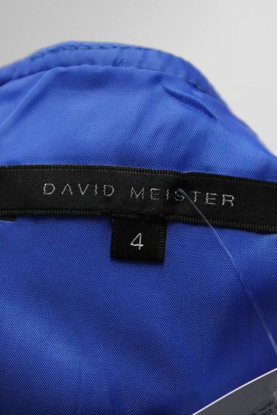 David Meister Womens Y Neck Sleeveless Twill Mini Sheath Dress Blue Size 4