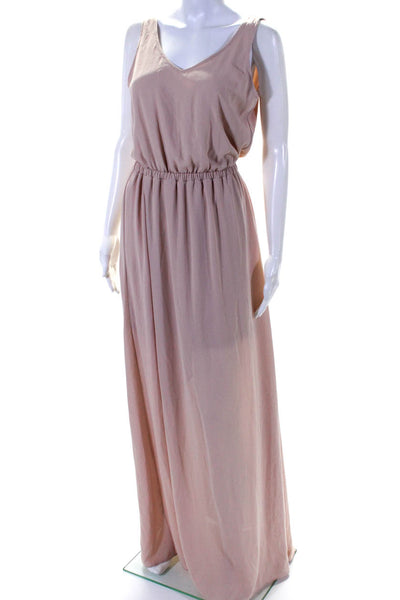 Show Me Your Mumu Womens V Neck Asymmetrical High Low Dress Gown Pink Size Small