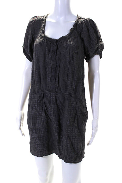 Rebecca Taylor Womens Textured Jacquard Popover Shift Dress gray Silk Size 6