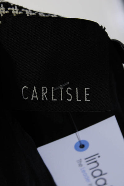 Carlisle Womens Woven Check 3/4 Sleeve Button Up Jacket Black White Size 10