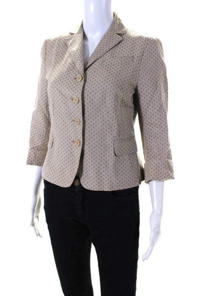 Akris Punto Womens Spotted Jacquard Button Up Blazer Jacket Beige Size 6