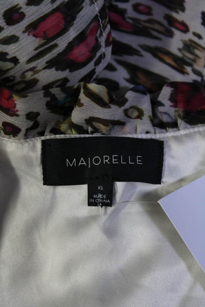 Majorelle Womens Animal Print V-Neck Short Sleeve Blouse Top Multicolor Size XS