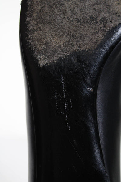Salvatore Ferragamo Womens Square Toe Embellish Kitten Work Heels Black Size 7.5