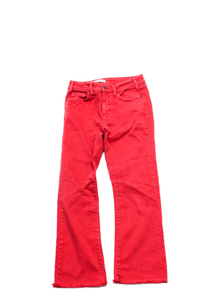 Pilcro Anthropologie Womens High Rise Fringe Straight Cropped Jeans Red 24 Lot 2