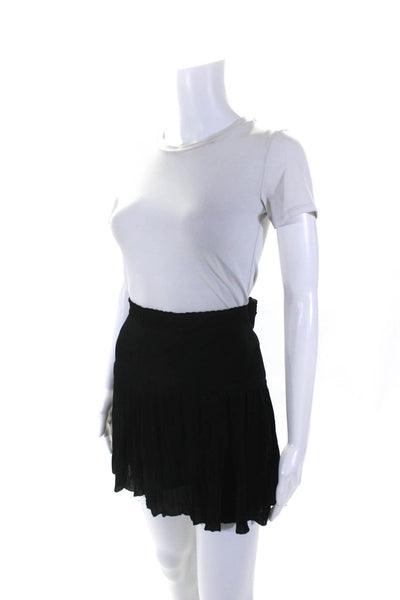 Jill Stuart Womens Knit Elastic Drop Waist Pleated Mini Skirt Black Size Small