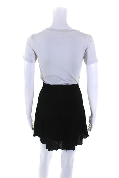 Jill Stuart Womens Knit Elastic Drop Waist Pleated Mini Skirt Black Size Small