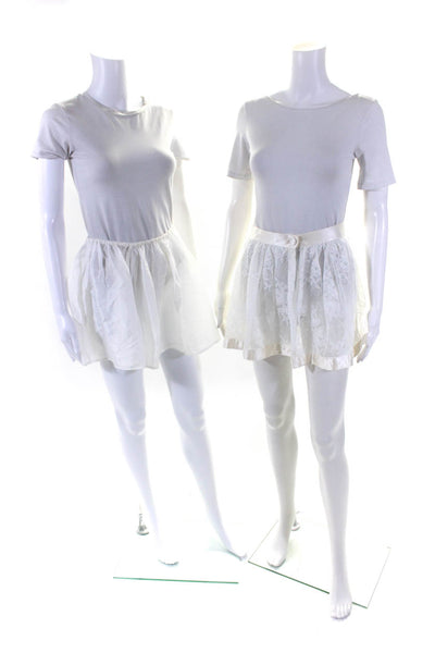 Miu Miu Womens Satin Trim Lace Mini Petticoat Skater Circle Skirt White IT 42