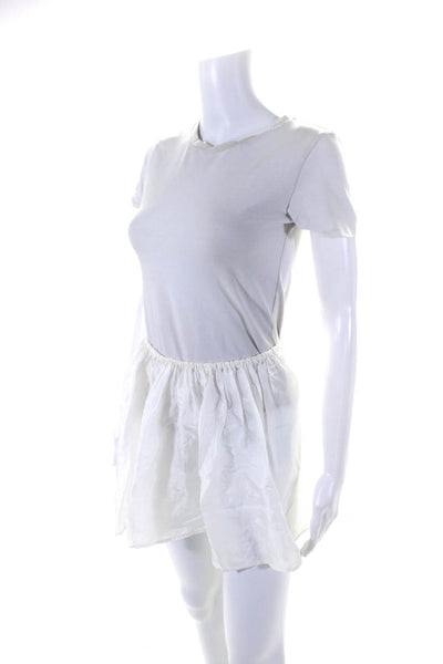 Miu Miu Womens Satin Trim Lace Mini Petticoat Skater Circle Skirt White IT 42