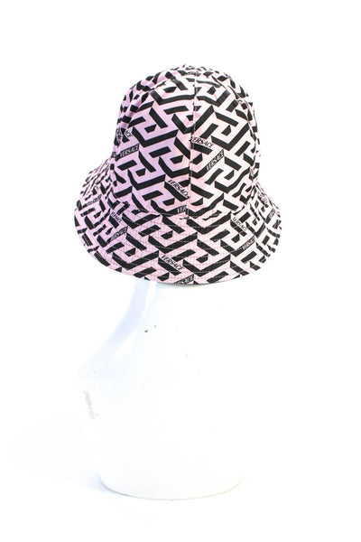Versace La Greca Printed Nylon Reversible Bucket Hat Pink Blue Navy Size 58cm