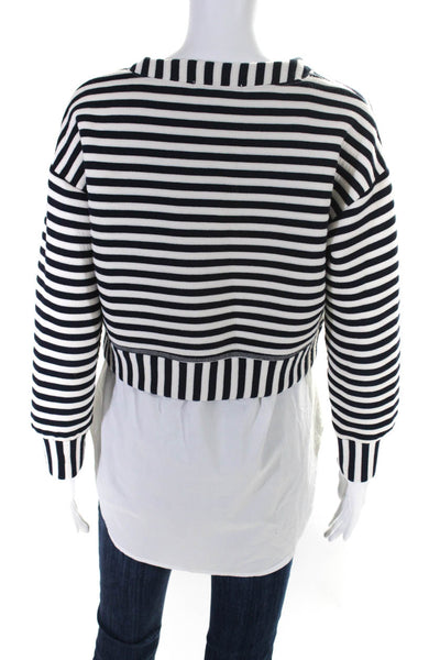 Derek Lam 10 Crosby Womens 3/4 Sleeve Striped Layered Sweater Navy White Size 0
