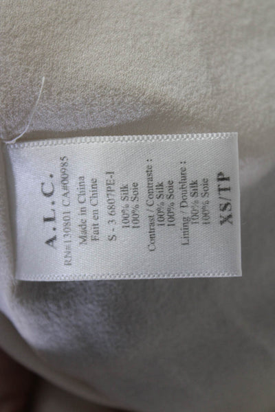 ALC Womens Sleeveless Button Front Scoop Neck Silk Striped Dress White Black XS