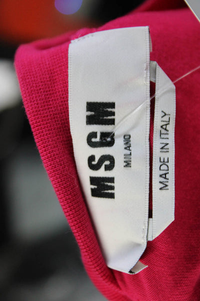 MSGM Womens Cap Sleeve Butterfly Metal Tee Shirt Pink Green Size Medium