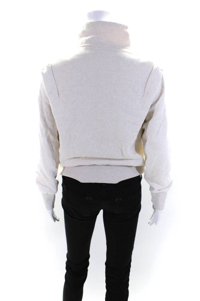 Varley Womens Cotton Front Pocket High Neck Pullover Sweatshirt Beige Size XXS