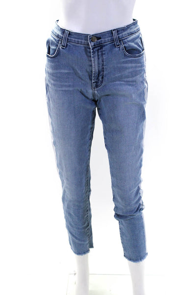J Brand Womens Cotton Striped Print Buttoned Skinny Leg Jeans Blue Size EUR28