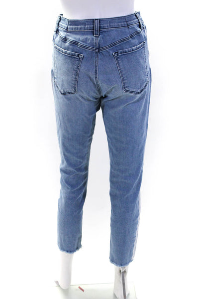 J Brand Womens Cotton Striped Print Buttoned Skinny Leg Jeans Blue Size EUR28