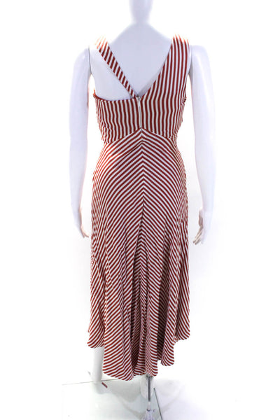 Jonathan Simkhai Womens Striped Satin Halter Midi Dress Red White Size 0