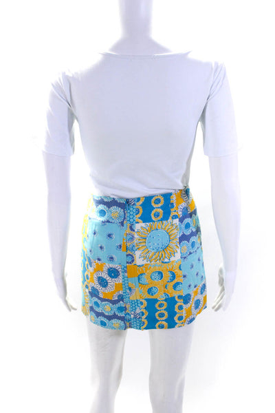 Lily Pulitzer Womens Cotton Floral Print Zipped Mini A-Line Skirt Blue Size 6P