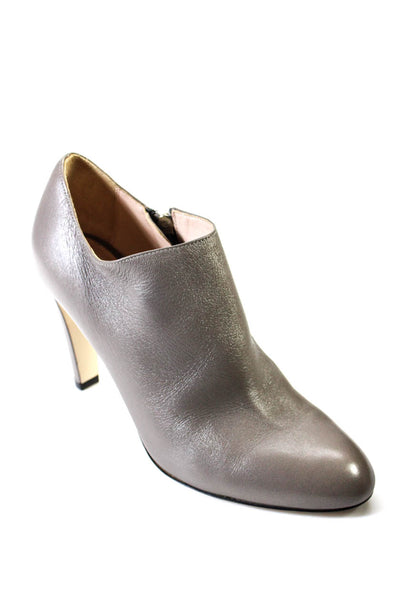 Sergio Rossi Womens Leather Zip Up Closed Toe Ankle Boots Gray Size 38.5 8.5