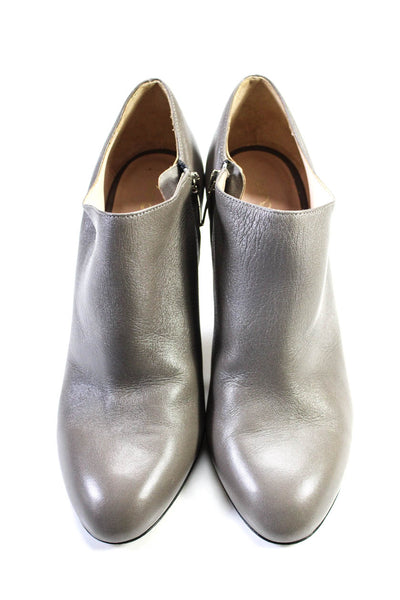 Sergio Rossi Womens Leather Zip Up Closed Toe Ankle Boots Gray Size 38.5 8.5