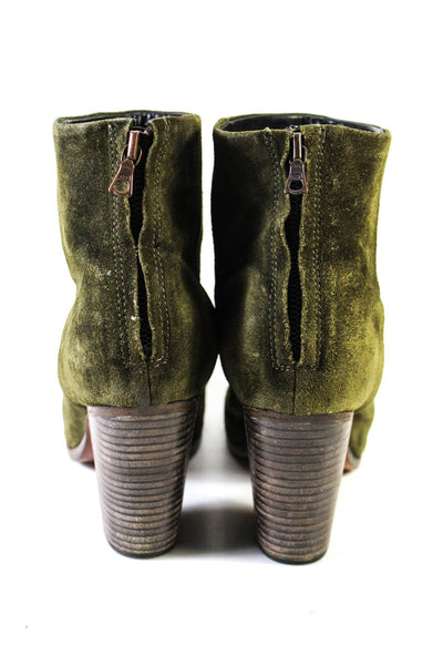 Rag & Bone Womens Suede Zip Up High Heels Ankle Boots Dark Green Size 38.5 8.5