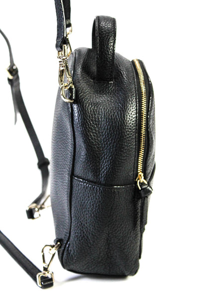 Kate Spade Womens Mini Pebbled Leather Zip Top Backpack Handbag Black