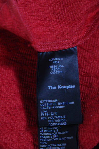 The Kooples Womens Front Zip Short Sleeve Crew Neck Ruffle Knit Dress Red FR 34