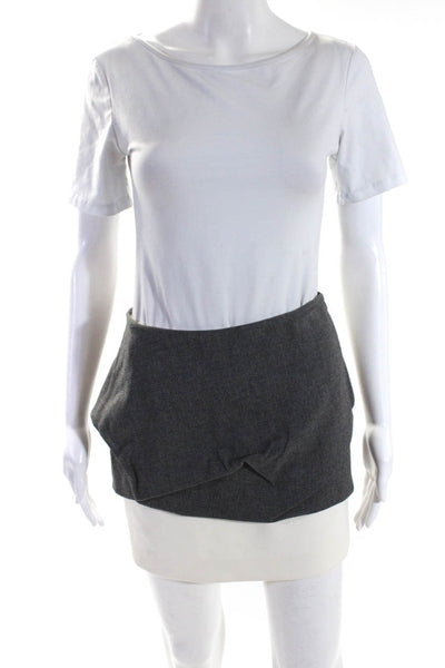 Maje Womens Side Zip Layered Mini Pencil Skirt Gray White Size FR 36