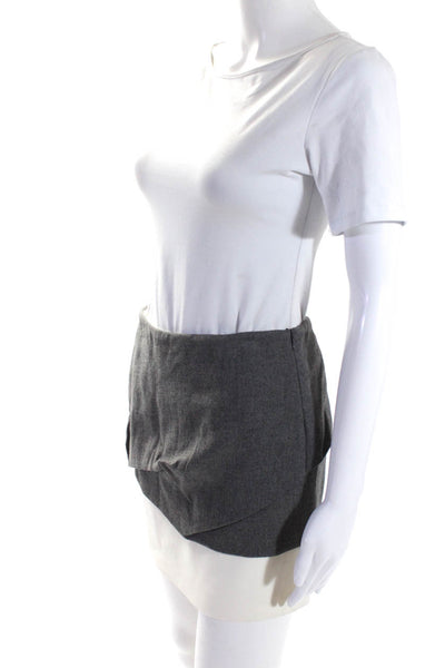 Maje Womens Side Zip Layered Mini Pencil Skirt Gray White Size FR 36