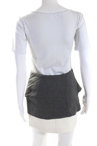 Maje Womens Side Zip Layered Mini Pencil Skirt Gray White Size FR 36